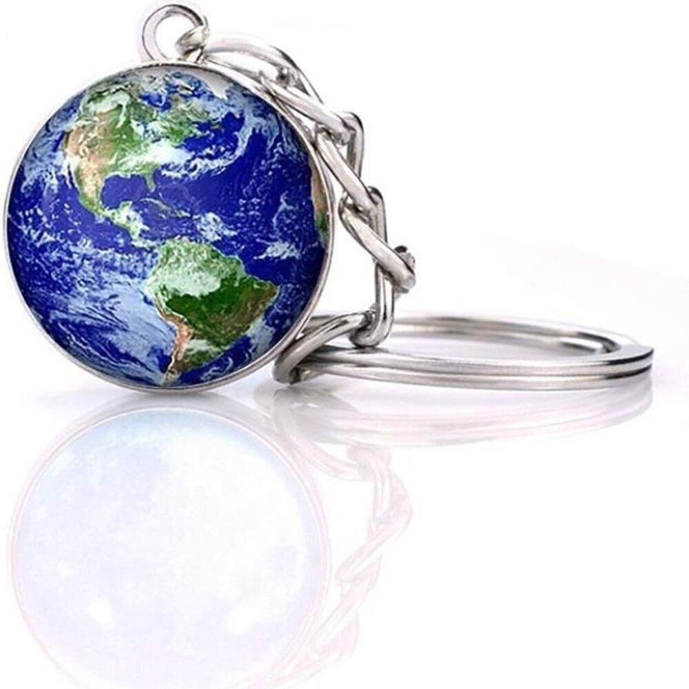Solar System Planet Keychain Alloy Glass Glow Dark Unisex Gift Accessory